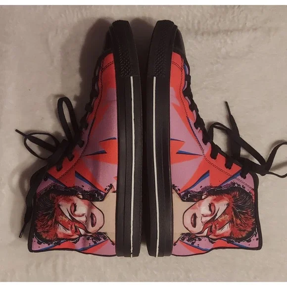 Custom Kiks Mens Womens Custom Made David Bowie High-Top Sneakers Size M/11.5 - Picture 4 of 16